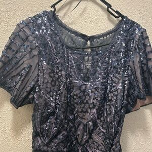 Charcoal gray sequence top solid bottom size 14 women’s fits like a 16